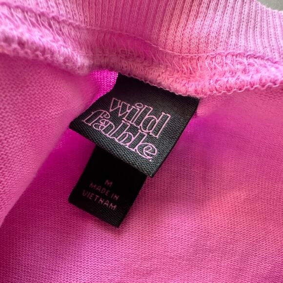 Aspen Spellout Wild Fable Pink Cotton Long Sleeve Tee Size Medium Oversized - Picture 2 of 3